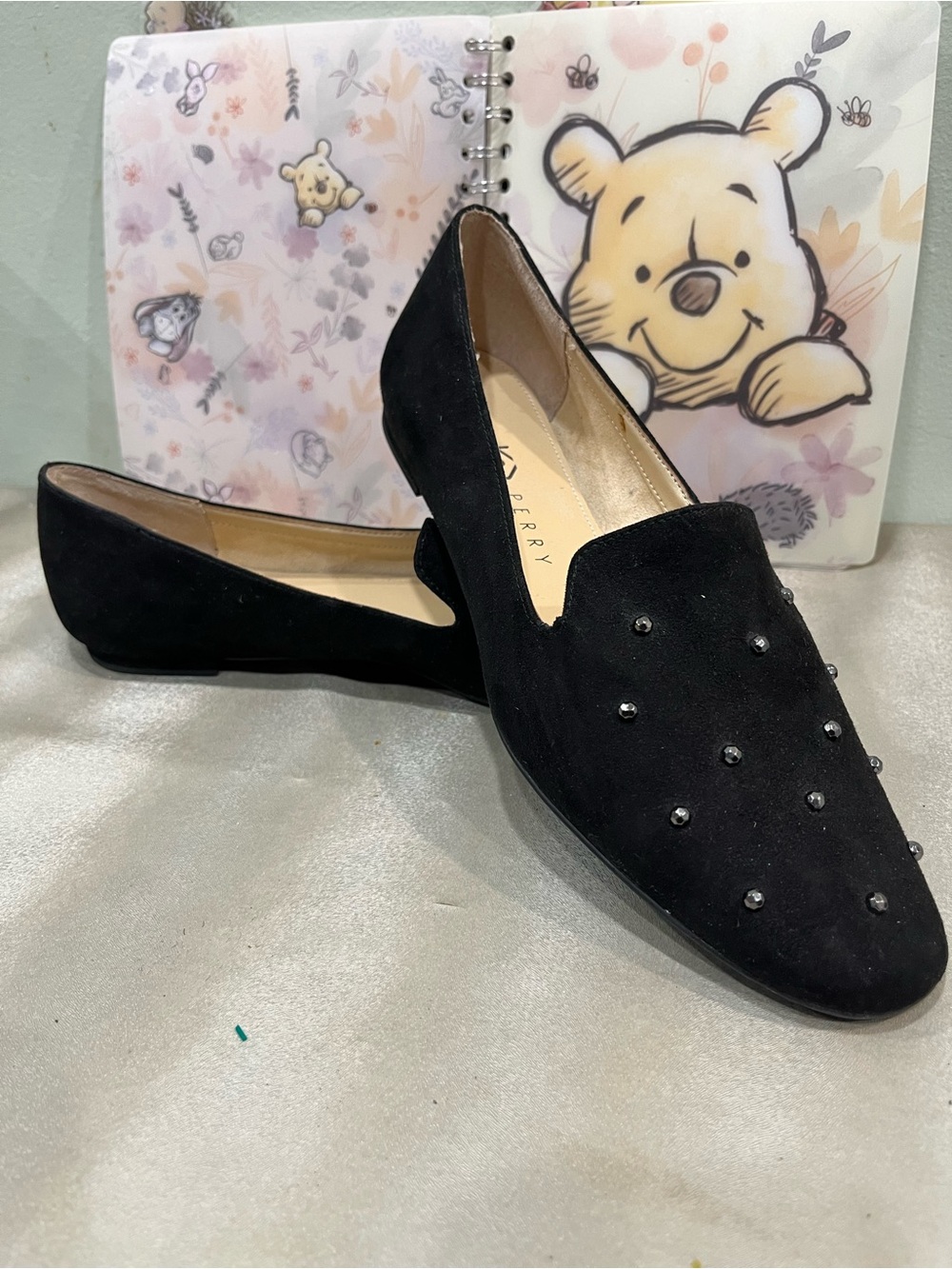 Katy Perry Black Studded Suede Loafers